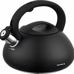 KLAUSBERG Fluitketel Mat Zwart Waterkoker 2.7 L ‘’Carbon‘’ RVS