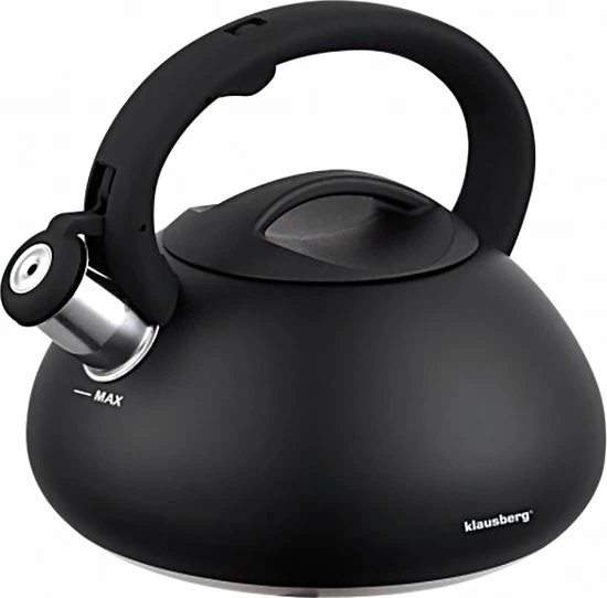 KLAUSBERG Fluitketel Mat Zwart Waterkoker 2.7 L ‘’Carbon‘’ RVS