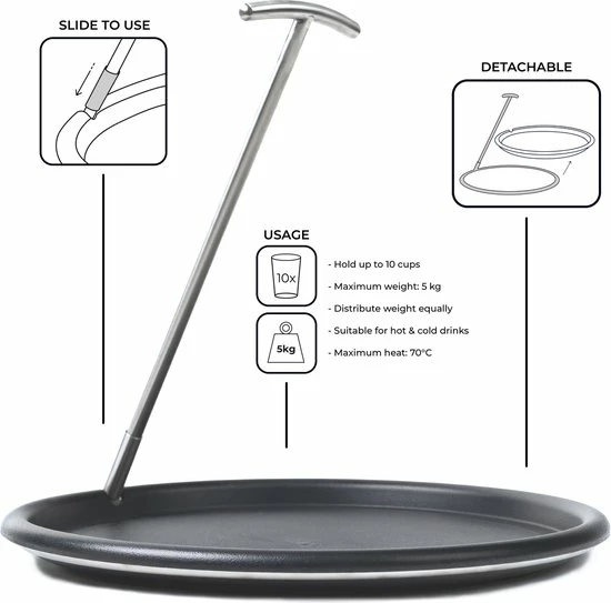 Blueomnia Balance Tray Eenhandig Dienblad Antislip Inklapbaar Demontabel Blad - Afbeelding 3