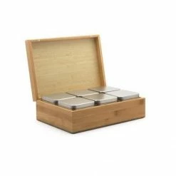 Bredemeijer - Theedoos Bamboe Met 6 Blikjes