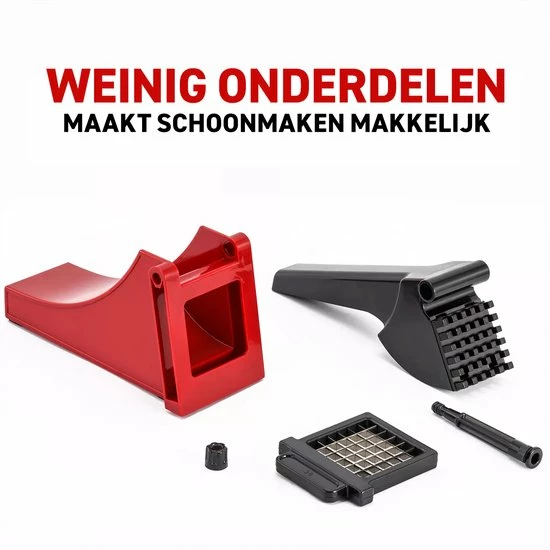 Merkloos Frietsnijder - Patatsnijder - Groentesnijder - Roestvrijstaal - Raspen, Schillers & Snijders - Rood - Afbeelding 4