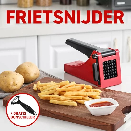 Merkloos Frietsnijder - Patatsnijder - Groentesnijder - Roestvrijstaal - Raspen, Schillers & Snijders - Rood - Afbeelding 6