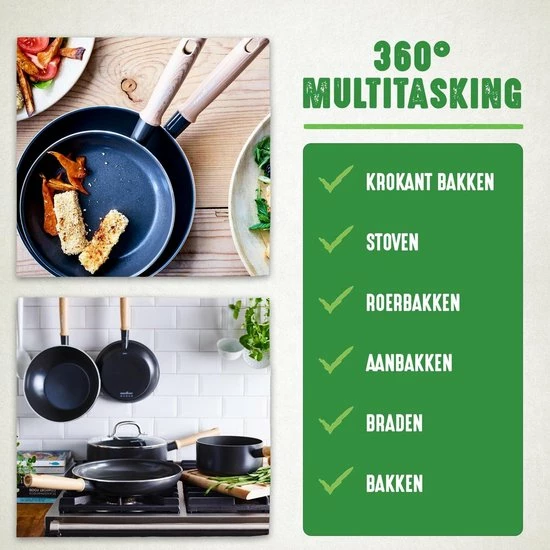 GreenChef Vintage Inductie Wokpan - Ø28 Cm/3.7L - PFAS-vrij - Afbeelding 5