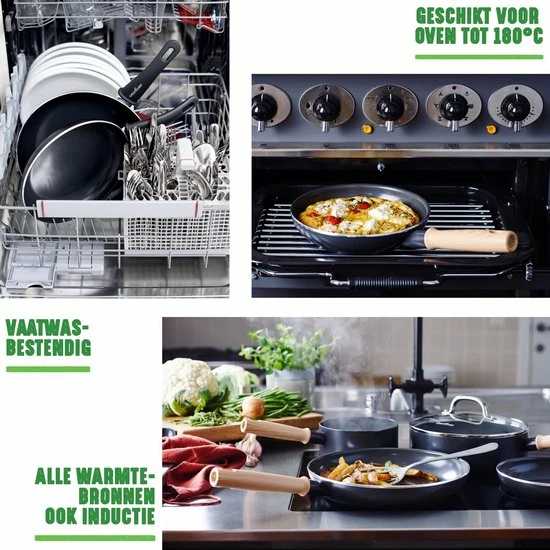 GreenChef Vintage Inductie Wokpan - Ø28 Cm/3.7L - PFAS-vrij - Afbeelding 7