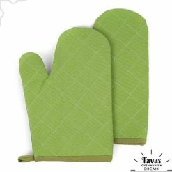 Merkloos Tavas Dream Hittebestendige Ovenwanten 2 Stuks | Ovenhandschoen | Katoen, Thermolite | Tot 220°C | Groen