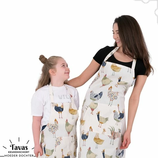 Merkloos Pedra Moeder Dochter Kookschort | Keukenschort Voor Kinderen En Moeder | Kinderschort - Moederschort - Dieren | Kookschort Met Zakken | Keukenschort Dames | Cadeutje- Kado