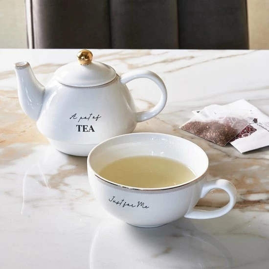 Riviera Maison Theepot 1 Liter - RM Elegant Tea For One - Wit - Afbeelding 2