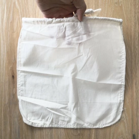 YUGN Kaasdoek Neteldoek Notenmelkzak - Ongebleekt Biologisch Katoen Met Verstevigde Naad - Voor Maken Van Oa Amandelmelk En Kaas - 35x35cm - Cadeau Tip - Afbeelding 2