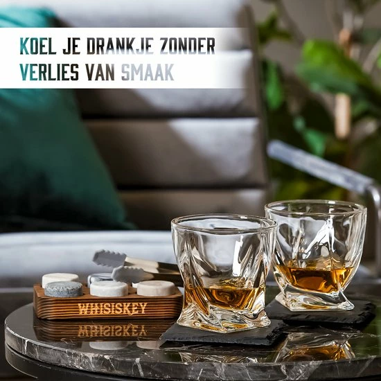 Whisiskey Luxe Whiskey Rocks Set - Whiskey Stones - 6 Stuks - IJstang - Herbruikbare IJsblokjes - Graniet Whiskey Stenen Voor Glazen - Accessoires - IJklontjes Steen - Drank Koeler - Cadeau Voor Man & Vrouw - Afbeelding 4