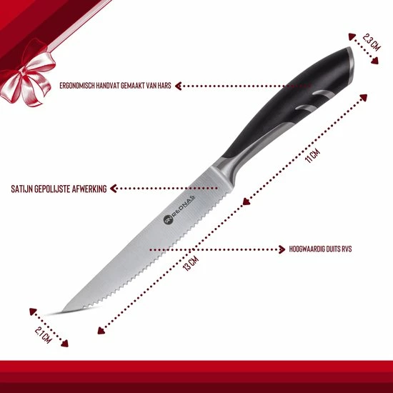 Rednas Steakmessen - Incl. Giftbox - Sinterklaas Cadeautjes - 6 Stuks - Luxe Geschenkset - RVS - Afbeelding 4