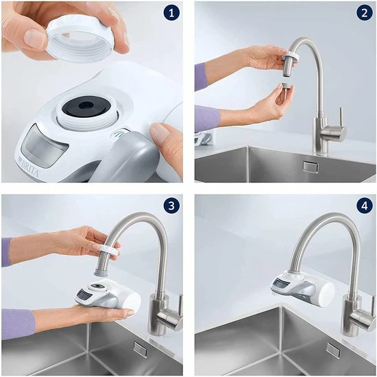 BRITA On Tap Faucet Filtration System - Uitstekend Smakend Gefilterd Water - Inclusief 1 BRITA ON TAP Kraanfilter - 600 Liter Water Gefilterd Per Patroon - Witte Kleur - Afbeelding 2