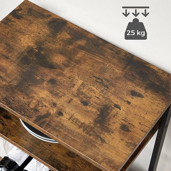 VinoDiMontagna Wijnrek - Wijnmeubel - Metaal - Hout - Flessenrek Voor 20 Flessen Met Glashouder, Voor Kelder, Keuken, Eetkamer - Industriële Stijl - 50 X 32 X 100 Cm (L X B X H) - Afbeelding 2