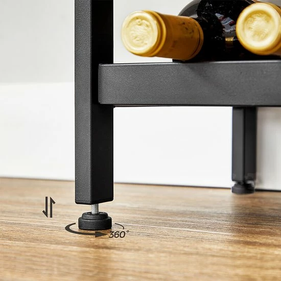 VinoDiMontagna Wijnrek - Wijnmeubel - Metaal - Hout - Flessenrek Voor 20 Flessen Met Glashouder, Voor Kelder, Keuken, Eetkamer - Industriële Stijl - 50 X 32 X 100 Cm (L X B X H) - Afbeelding 4