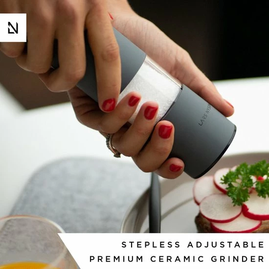 LARS NYSØM Zout- En Pepermolen Set 'Lagom' Matt Grey - Afbeelding 3