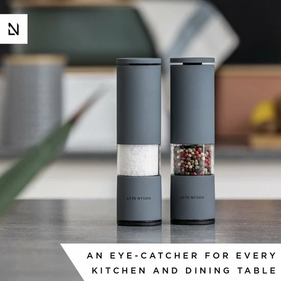 LARS NYSØM Zout- En Pepermolen Set 'Lagom' Matt Grey - Afbeelding 7