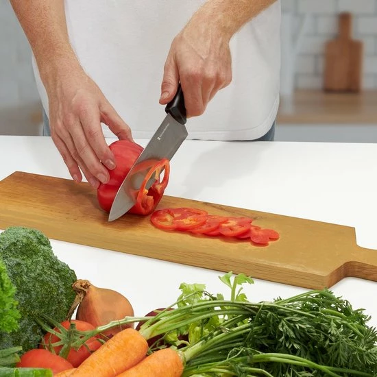 KitchenBrothers Messenset - Met Blok, Koksmes En Messenslijper - 7-Delig - RVS/Zwart - Afbeelding 6