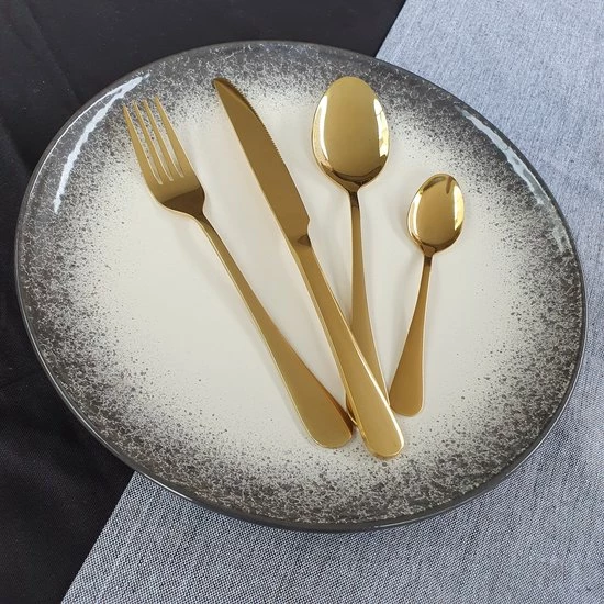 Krüllson Bestekset 24-Delig RVS Goud - Vaatwasserbestendig - Bestek Voor 6 Personen - Goud Bestek - Bestekbak - Afbeelding 7