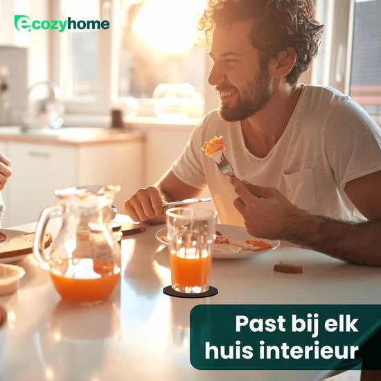 Ecozyhome® Onderzetters – Onderzetter Voor Glazen – Vegan Leren Onderzetters – 16 Stuks - Luxe Leren Onderzetters Met Houder – Leer - Zwarte Onderzetters - Leren Onderleggers - Afbeelding 7
