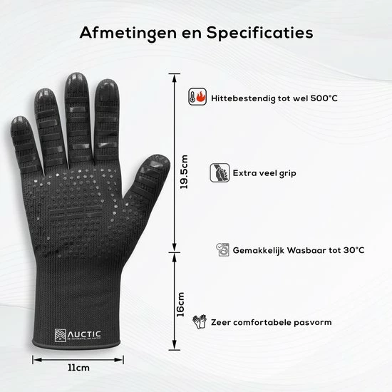 Auctic® - Ovenwanten - BBQ Accesoires - BBQ Handschoenen - Hittebestendige Ovenwanten - Afbeelding 2