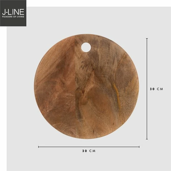 J-Line Snijplank Hout - Ronde Snijplank – Duurzaam Materiaal - 30x30x1.5 Cm – Mangohout - Afbeelding 2