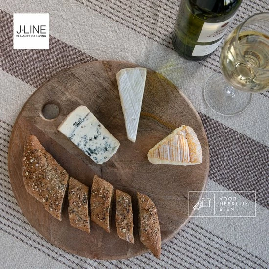 J-Line Snijplank Hout - Ronde Snijplank – Duurzaam Materiaal - 30x30x1.5 Cm – Mangohout - Afbeelding 3