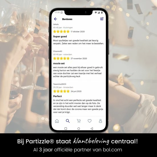 Partizzle® Partizzle 25 Pers. Wegwerp Servies Set - Verjaardag Versiering Kerst Decoratie - Nieuwjaar Party - Borden Bekers Feestartikelen - Zwart En Goud Feest - Afbeelding 9