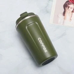 Coffee Koffiebeker To Go | Lekvrije Thermosbeker | Thermosfles | RVS Reisbeker | Dubbelwandige Travel Mug | 380 Ml | Groen