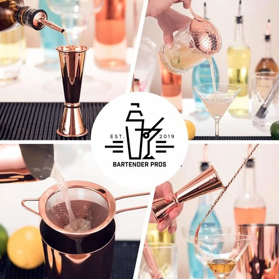 Cocktail Set Bartender Pros™ - Cocktail Shaker - 11-Delige Cocktailset - Boston Shaker - Cocktailshaker - Rose - RVS - Afbeelding 8