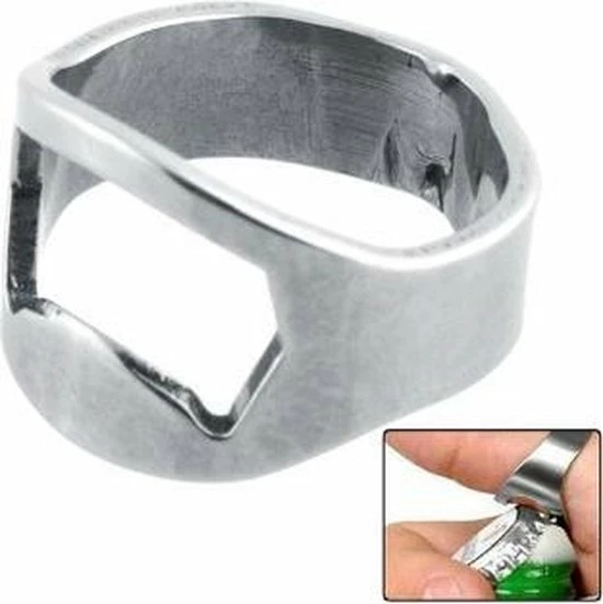 Merkloos Ring Bieropener Flessenopener | Zilverkleurig - Afbeelding 2