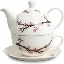 Merkloos Tea For One Sakura Theepot 400 Ml Met Kop En Schotel Cadeau Set Voor Vrouw Of Vriendin.