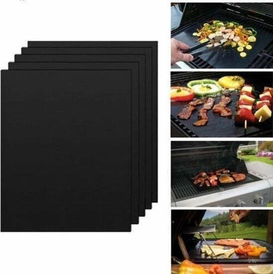 Merkloos BBQ Grill Mat - 6 Stuks - Anti Aanbak Oven Mat - Hittebestendig - Vaatwasser Bestendig - Herbruikbaar