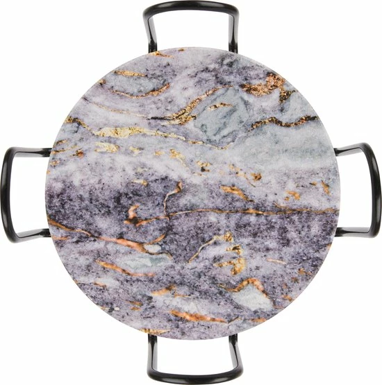 Castagnola Keramische Onderzetters Met Houder – Onderzetters Voor Glazen – Onderzetters Design – Onderzettersset – Drink Onderzetters – Keramisch – Kurk – Set Van 6 – Grijs/Goud - Afbeelding 7