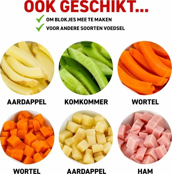 Merkloos Frietsnijder - Patatsnijder - Groentesnijder - Roestvrijstaal - Raspen, Schillers & Snijders - Rood - Afbeelding 5