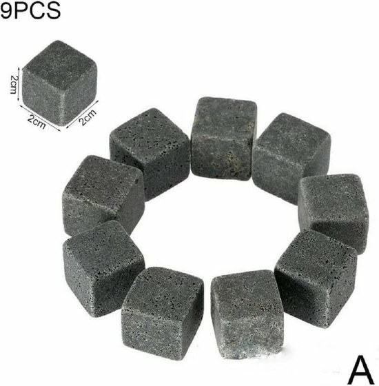 Igoods Whiskey Stones Set - 9 Stuks - IJsblokjes - Ijs Smelt - Met Opbergzak - Herbruikbare - Ice Cube - Drank Koeler - Afbeelding 7
