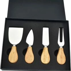 Heppie Kitchen Kaasmessen – Set Van 4 Stuks – Duurzaam – Bamboe – Roestvrij Staal – Cadeau - Tafelen