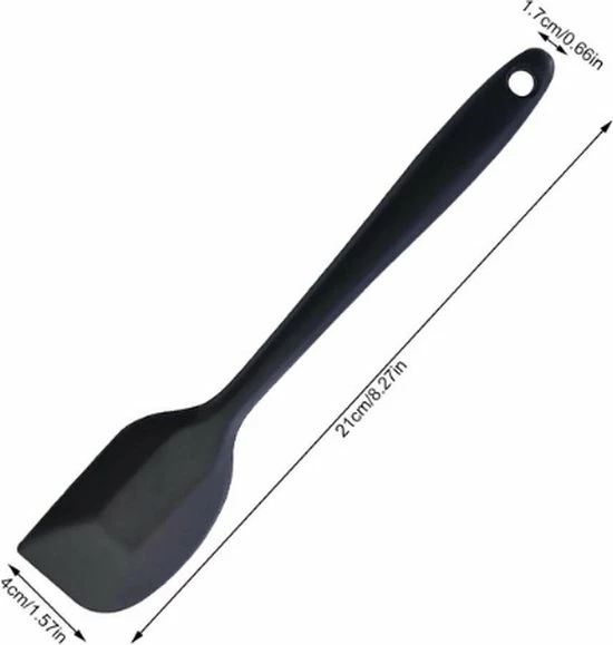 Superdealer Siliconen Spatel - Hittebestendig - Vaatwasserbestendig - BPA Vrij - Kookgerei - Pannenlikker - 21 Cm - Zwart - Afbeelding 5