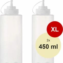 Lynnz® 2x Spuitfles XL - Doseerfles Voor Poffertjes Beslag Of Saus - Ook Voor Dressing Of Icing - Knijpfles - Sausfles - Garneerfles - Doseerspuit - Beslagspuit
