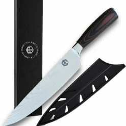 Roham Products RP Professioneel Japans Koksmes – 20cm - Inclusief Mesbeschermer – RVS Lemmet - Handvat Van Pakkahout - Geleverd In Geschenkdoos