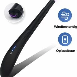 DoDusta Plasma Aansteker Flow - Aansteker - Elektrisch - USB Oplaadbaar - Bbq Accessoires - Wind Bestending - Sterke Batterij - Chique Design - 380 MAh - Zwart