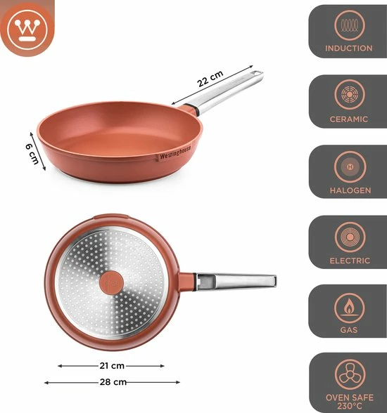 Westinghouse Performance Series - Koekenpan Inductie 28cm - Oven Geschikt - Rood - Afbeelding 4
