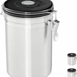Relaxdays Voorraadbus Koffie - Koffieblik - Luchtdicht - Koffiebus - Zilver - Metaal Groot