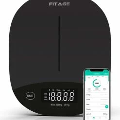 FITAGE Keukenweegschaal Digitaal - Digitale Keukenweegschaal Met App - Precisie Keuken Weegschaal - Tot 5 KG