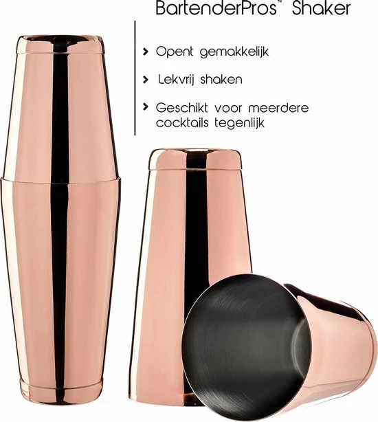 Cocktail Set Bartender Pros™ - Cocktail Shaker - 11-Delige Cocktailset - Boston Shaker - Cocktailshaker - Rose - RVS - Afbeelding 11