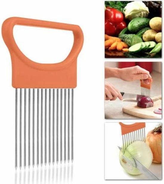 Merkloos Uiensnijder - Groentesnijder - RVS - Oranje