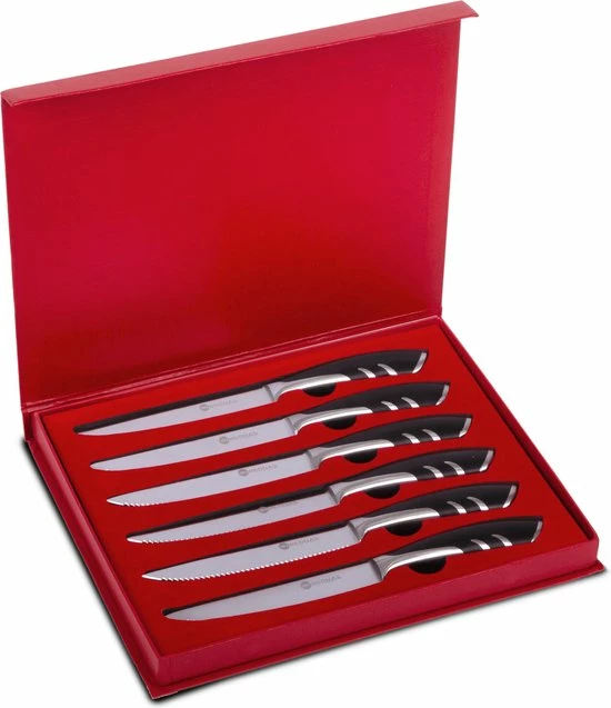 Rednas Steakmessen - Incl. Giftbox - Sinterklaas Cadeautjes - 6 Stuks - Luxe Geschenkset - RVS