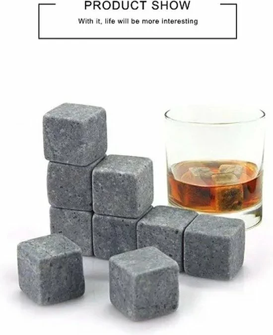 Igoods Whiskey Stones Set - 9 Stuks - IJsblokjes - Ijs Smelt - Met Opbergzak - Herbruikbare - Ice Cube - Drank Koeler - Afbeelding 6