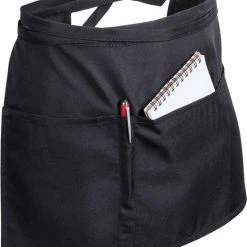 Merkloos Sloof Kort Met Zakken - Taille Schort - Kokssloof - Horeca - Polyester - Met Verstelbare Riem - Vrouwen - Mannen - Zwart