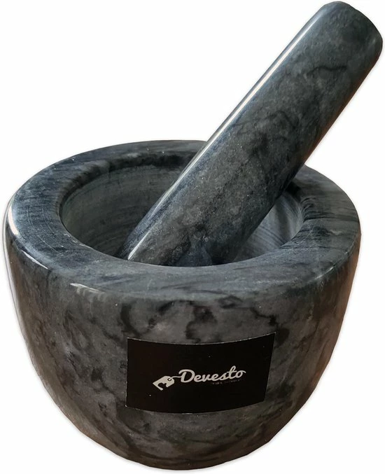 Devesto Vijzel Met Stamper - Ø 10,5 Cm - Marmer - Zwart - Mortier - Afbeelding 3