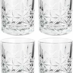 HopNhof Set Van 4 Whiskey Glazen - Whisky Glazen - 4x 230ml Glas - Cadeau Voor Man & Vrouw Incl. Spesely® Cocktail Recepten