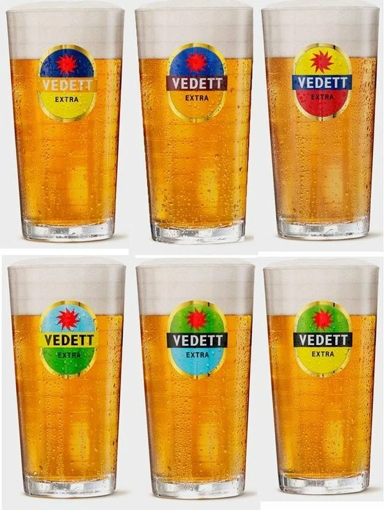 Vedett Extra Bierglas - 6 Stuks - 33 Cl